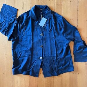 NWT Quince blue washable silk pajama top L